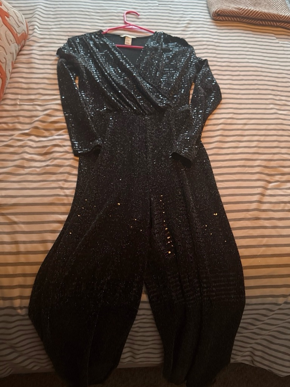 H&M Black Sparkling Long-Sleeve Jumpsuit